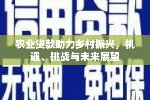 茂县农业贷款助力乡村振兴，机遇、挑战与未来展望